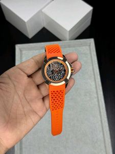 Stylish Orange Skeleton Watch