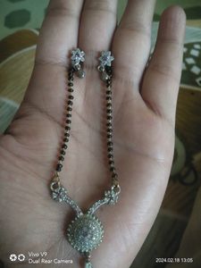 Elegant Silver &amp; Black Mangalsutra Set