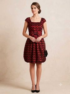 Elegant Red & Black Lace Dress