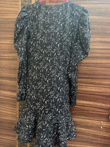 Floral Print Dress With Puff Full Sleeves
