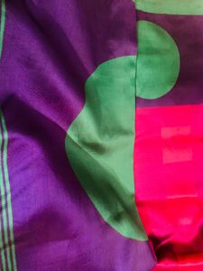 Purple &amp; Green Polka Dot Saree without blouse