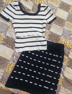 Striped Crop Top & Skirt Set