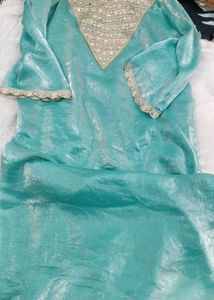 free delivery Turquoise Kurta Set with Embellished