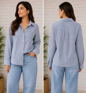 Blue Striped Button-Up Shirt