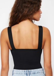 Black Square Neck Bodysuit