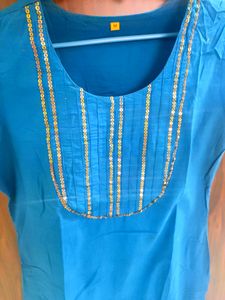 Boutique Collection Teal Blue Sequins Ladies Kurta