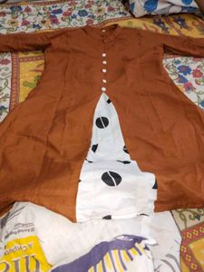 Stylish Brown Kurta with Unique Print