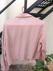 Peach Textured Button-Up Shirt
