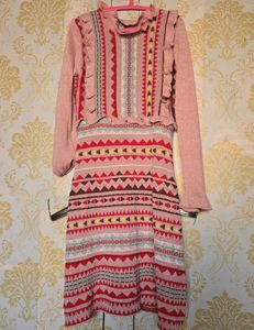 Pink Aztec Print Knit Dress