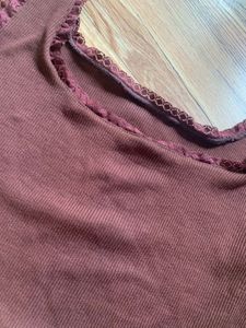Ribbed Lace Trim Crop Top