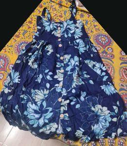 Navy Blue Floral Button-Down Mini Sundress