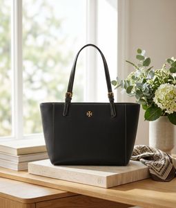 Tory Burch Black Leather Tote Bag