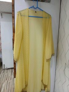 Mint Green Sequin Top and yellow jacket