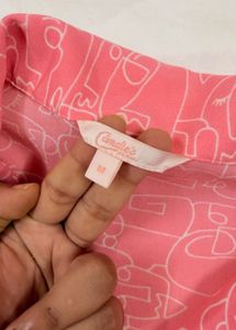 Stylish Pink Line Art Print Crop Shirt 34-36 bust