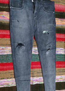 Distressed Grey Denim Jeans