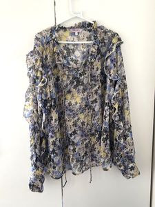Floral Ruffle Sheer Blouse