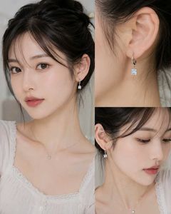Korean Elegant Square Crystal Drop Earrings