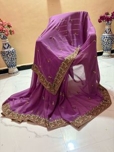 Elegant Purple Embroidered Saree