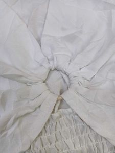 Chic White V-Neck Ring Detail Top