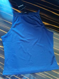 Stylish Blue Spaghetti Strap Crop Top