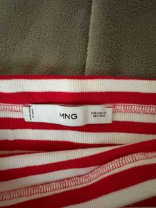 MANGO Red &amp; White Striped Tube Top