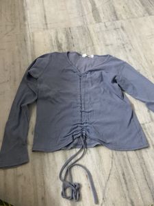 Grey Ruched Long Sleeve Top