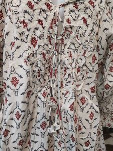 ZARA Cream &amp; Terracotta Red Floral Print Boho Dres