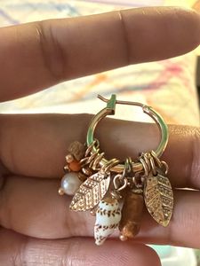 Boho Gold toned Charm Hoop Earrings