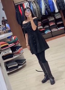 Chic Black Denim Off-Shoulder Dress
