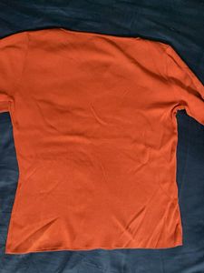 Chic Orange V-Neck Top