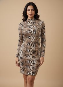 size S - Animal Print full sleeve Bodycon Dress