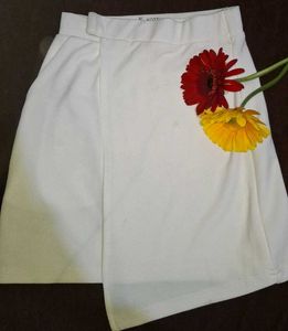 White Asymmetrical Mini Skort