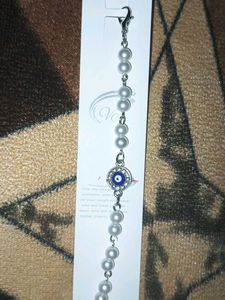 Pearl Bracelet with Evil Eye Charm