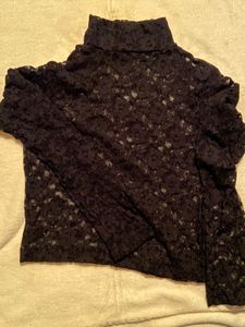 Chic Black Lace Mock Neck Top