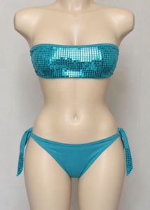 Turquoise Sequin Bikini Set