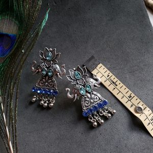 Elephant Lotus Drop Earrings