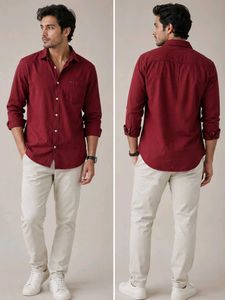 Men's Maroon Casual Shirt