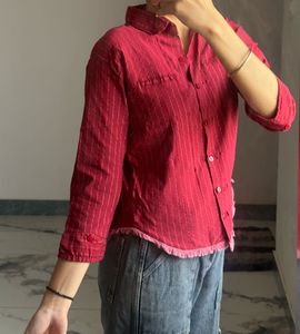 Red Striped Button-Down Shirt