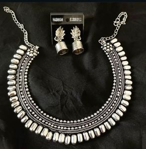 Oxidized Silver Necklace &amp; Earring Set
