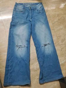 Women's Ripped Wide Leg Jeans