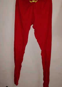 Red Ethnic Leggings with Golden Print