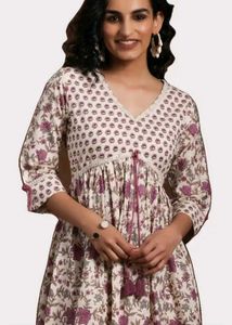 Floral Cotton Kurta/ethnic dress with Tassel