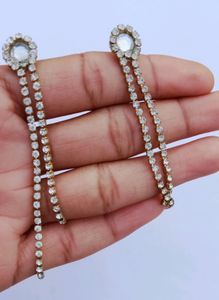 Kundan chain tassel earrings