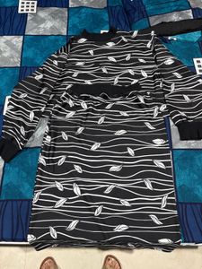 Stylish Black & White Leaf Print Dress