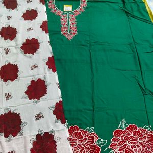 Embroidered Green Kurta Set with Dupatta