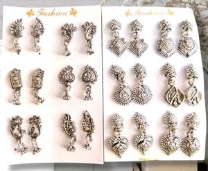 Pack of 12 Pairs Oxidized Ethnic Earrings