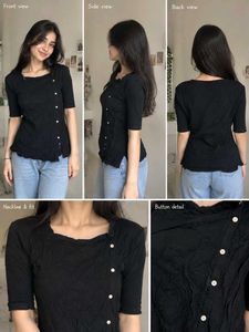 Stylish Black Button-Up Top
