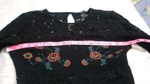 Forever21 Black Embroidered Lace Dress