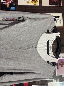 Grey Long Sleeve with Camisole Crop to