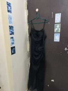black satin party dress